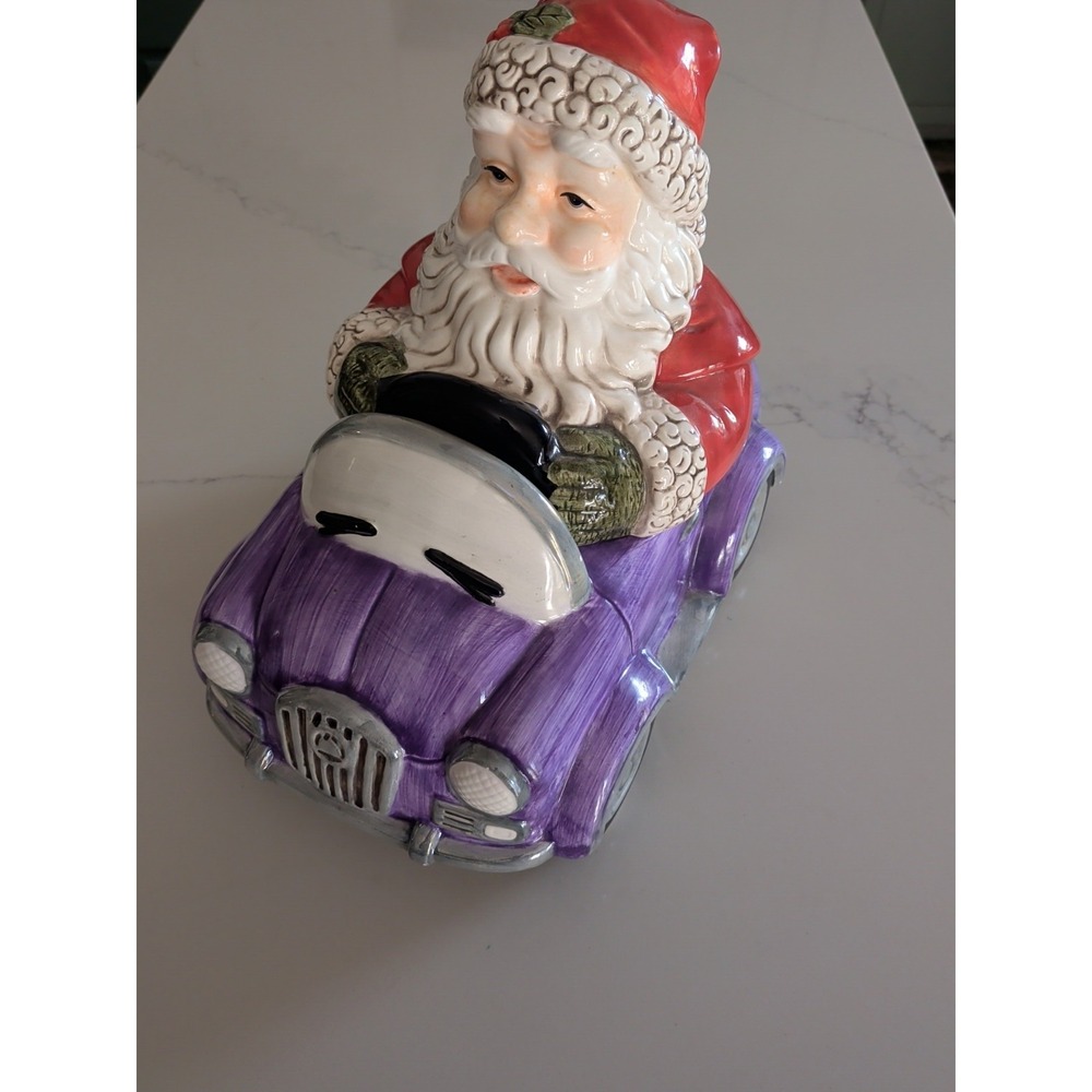 Santa Clausin Purple Convertible Cookie Jar Christmas Holiday Decor 11" Tall